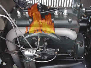 Driver's Side Engine Compartment, with Flames